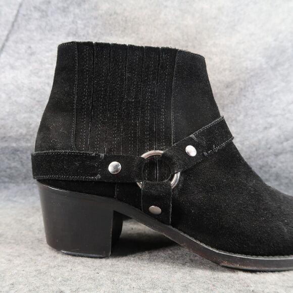 AllSaints Shoes Womens 40 Bootie Harness Leather Block Heel Fashion Slip On Boot - Picture 2 of 16
